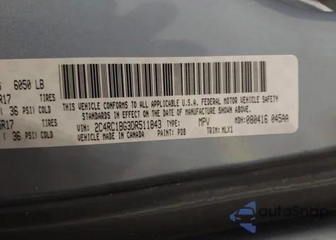 2013 Chrysler Town & Country Touring z USA, uszkodzony, nr VIN 2C4RC1BG3DR511843